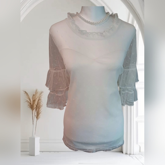 Emma & Olive Tops - Chic Sheer Ruffle Sleeve Blouse